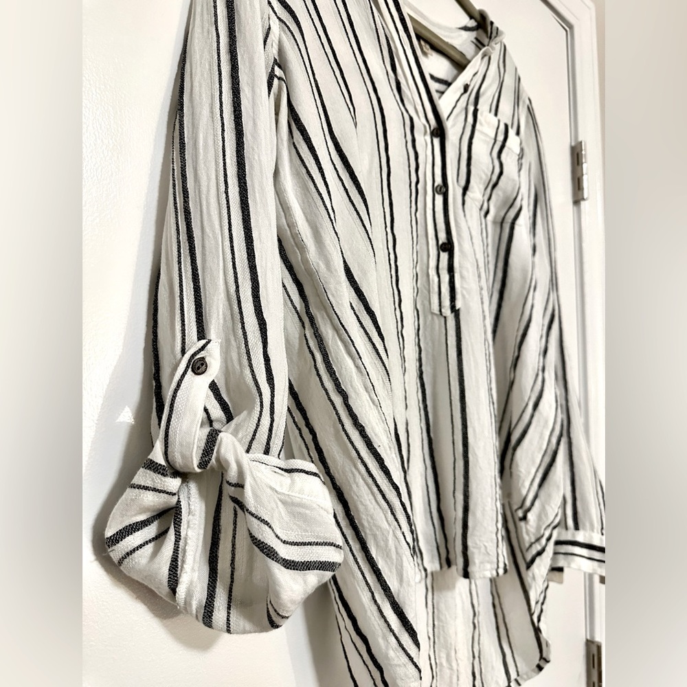 Lucky Brand black and white striped blouse